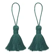 2Pcs 5.31" Bookmark Tassels with Loop for DIY Crafts Accessory, Dark Green