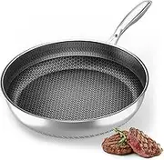 Stainless Steel Frying Pan,28cm Non-Stick Coating – Removable Handle, Induction Compatible, Oven & Dishwasher Safe, PTFE/PFOA-Free