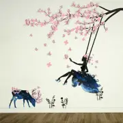 Swing Girl Tree Wall Sticker Pink Butterflies Wall Sticker Wall Sticker LOVE