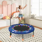 Costway36 Inch Mini Trampoline Foldable for Kids with LED Lights and Handlebar-Navy