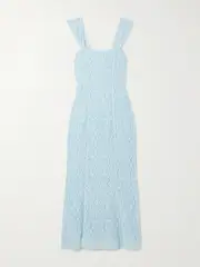 [ROTATE Birger Christensen] ROTATE Birger Christensen - Paneled Recycled-lace Midi Dress - Light blue - DK32 DK 32 Blue