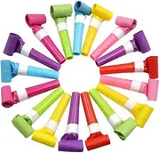 Amosfun 50pcs Paper Blower Noisemakers Party Blowouts Whistles Fringed Funny Party Blowouts Blowers Horns Noisemakers Random Color