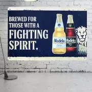 Modelo Beer Fighting Spirit Fishing Vintage Style Metal Bar Sign Man Cave