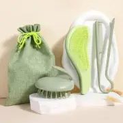 Green Eco-Friendly Wheat Straw Hair Care Set - Massage Brush, Detangling Comb, a