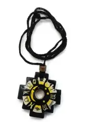Unisex Necklace Carved in Chakana Ceramic with Inca Calendar