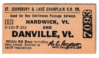 ST. JOHNSBURY & LAKE CHAMPLAIN Hardwick and Danville ( unused )