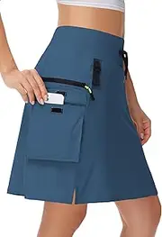 [MIVEI] 20" Women's Hiking Cargo Skorts Skirts with Zipper Pockets Knee Length Golf Tummy Control Quick Dry Long Skort