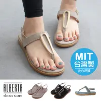 在飛比找momo購物網優惠-【Alberta】涼拖鞋-MIT台灣製 金屬時尚簡約 純色百