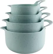 Non-Slip Mixing Bowls - 4 Piece Nesting Plastic Mixing Bowl Set with Pour Spouts