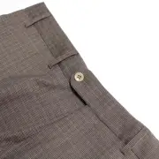 6 East NWT Flat Front Dress Pants Size 34 US Brown Small Plaid 100% Wool