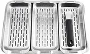 Portable Bbq Grill Basket - Grilling Basket for Fish | Accessories Tools for Vegetables Shrimp | Secure Grip Shallow Mouth Flat Bottom Rectangular Stainless Plate for Fish Meat Shrimp Pepper Family