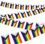NOVWANG 4 Set Progress Pride Flag Rainbow Flags Banner Gay Flag LGBT Flags Banner String 105ft / 100 Flags