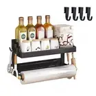 Stove Rack Fridge Organizer Kitchen Storage Rack with Towel Holder Spice Shelf