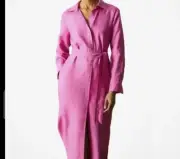 Trenery Linen Midi Shirt Dress - Pink RRP$229 Brand New Size 6