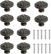 SING F LTD 10x Vintage Round Drawer Pull Knobs Handles for Cupboard Cabinet Dresser Furniture Door with Screws Antique Bronze 29x21mm