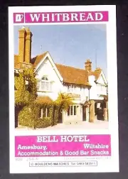 Matchbox label Whitbread Pub Inn Bell Hotel Amesbury Wiltshire MG42