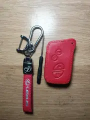Leather Key Fob Case Cover & Keychain Lexus -B Red Color