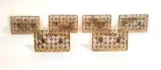 Set of 6 CRATE & BARREL Gold NAPKIN RINGS 2" x 1.5" Rectangle Bronze Gems