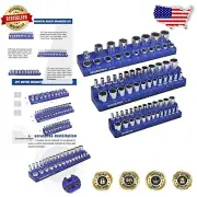 Durable Magnetic Socket Holder Set - 1/4", 3/8", & 1/2" Trays for 75 Sockets