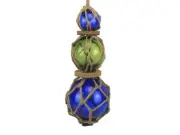 Hampton Nautical 3xglass-101 Green-Blue Japanese Ball Fishing Floats with Brown