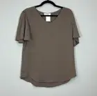 Zenana Airflow Flutter Sleeve Blouse Top Mocha Brown Size Small NWT