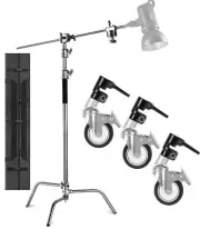 C Stand with Bag Wheel Sandbag Clip 2 Grip Head for Godox SL-60W Aputure 300D