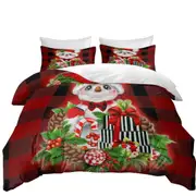 Christmas Plaid Cutie Snowman Quilt Cover