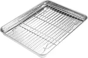 1Set Stainless Steel Barbecue Plate with Draining Rack Portable Camping Grilling Pan for Baking Cooling and Roasting Multi Function Barbecue Sprinkling Tray