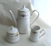 Noritake Suffolk Teapot Sugar Creamer Set Discontinued Unused Japan Rare
