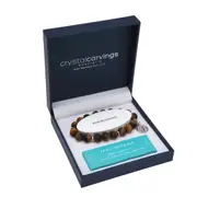 Crystal Carvings by Bramble Bay Matte Gold Tiger Eye Tree of Life Charm Bracelet Energy & Vitality