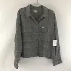 Brixton Flannel Shacket Size XL Black Plaid Organic Cotton Button Up Bowery NEW