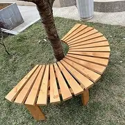 Outdoor Garden Bench, Weatherproof Tree Bench Seat Wrap Around Backless Wood Benches, Natural Curved Benches for Front Porch Patio Park Backyard Entryway(Round)