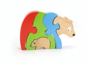 Kaper Kidz Wooden Bear & Baby Stacking Jigsaw Puzzle - Educational Toy for Toddlers