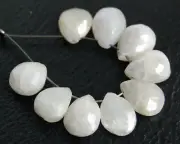 Natural White Sapphire Faceted Pear Briolette Gemstone Beads