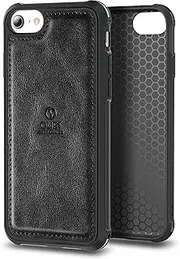 ONES for iPhone SE3 SE2 SE / 8/7 PU Leather Case 『 Four Corner Airbags 』『 Anti-Fingerprint 』『 TPU Bumper Non-Slip 』『Wireless Charging』 Sturdy Impact Absorb Shockproof Hard Cover - Black