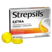 Strepsils Extra Honey and Lemon Fast Numbing Sore Throat Pain Relief with Ana...