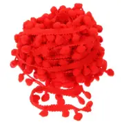20 Yards Pom Pom Ball Fringe Trim Ribbon Sewing Trim DIY Crafts, 8mm Red