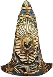 Sun Old Egyptian Timeless Grace Print Halloween Hooded Cloak Full Length Cape With Hood For Men And Women For Carnival