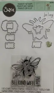 Sizzix Bee Framelits Die And Stamp Set By Jen Long - 7 Dies, 6 Stamps - 664240