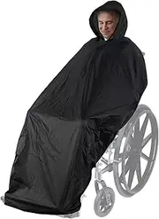 Anyoo Wheelchair Waterproof Poncho with Hood Reusable Cover Lightweight Poncho Cloak perfect for Adult, Black, One size