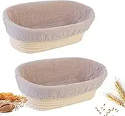 2PCS Long Oval Bread Proofing Proving Basket Rattan Banneton Brotform Dough 21cm