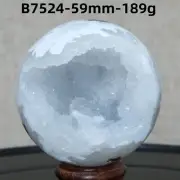 B7524-59mm-189g Natural agate spherulite geode ball quartz crystal Reiki healing