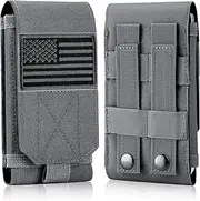 IronSeals Tactical Molle Phone Cover Case, Heavy Duty Loop Belt Holster Pouch with Flag Patch for iPhone 16 Pro Max/16 Plus/16 Pro/16/15 Pro Max/14 Pro Max/13 Pro Max/12 Pro Max, for Galaxy S24 Ultra