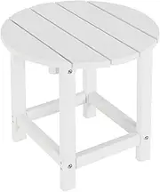 LZRS Round Adirondack Side Table End Table, Outdoor Side Tables for Patio, Backyard,Pool, Indoor Companion, Easy Maintenance & Weather Resistant(White)
