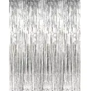 Silver Foil Tinsel Curtain Backdrop 200x100cm