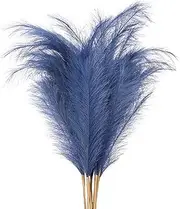 uxcell 37.8in Tall Pampas Grass Decor, 7pcs Large Artificial Pampas Grass Bulk Long Fluffy Faux Pampas Grass Dried for Home Boho Decor Vase Wedding Wall Ground, Blue