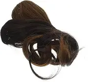 BIUDECO 2PCS Curly Wig Bangs Hair Accessories High Temperature Fiber Wave Hair Pieces Deep Brown Light Brown for Fashionable Looks Comfortable