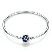 Sterling Silver Blue Moon and Star Bangle Bracelet