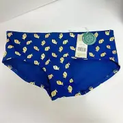 NWT Boden Amalfi Bikini Bottoms Navy Blue Swim Shorts with Gold Lemon Print Sz 8