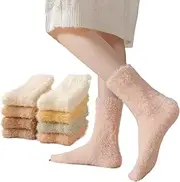 [Yienning] 10 Pairs Fuzzy Socks, Soft Cozy Fluffy Slipper Winter Warm Plush Socks Coral Velvet Sleeping Socks for Womens Girls